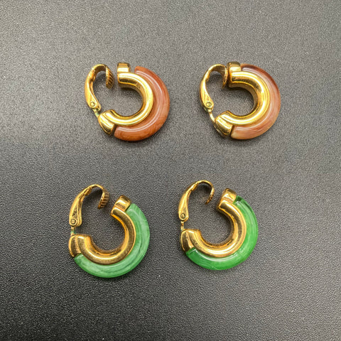 Vintage Crown Trifari Signed Interchangeable Gold Tone Clip Earrings Box Set