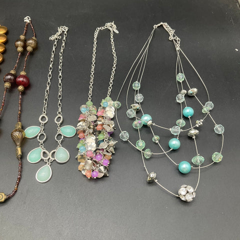 Statement Fashion Beaded Necklace Jewelry Lot of 9 Colorful Multi-Strand Boho