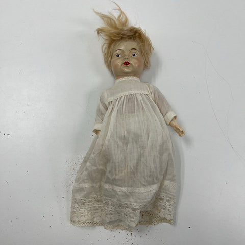 Antique German DECO Doll 18" Composition Head Cloth Body Blonde Hair