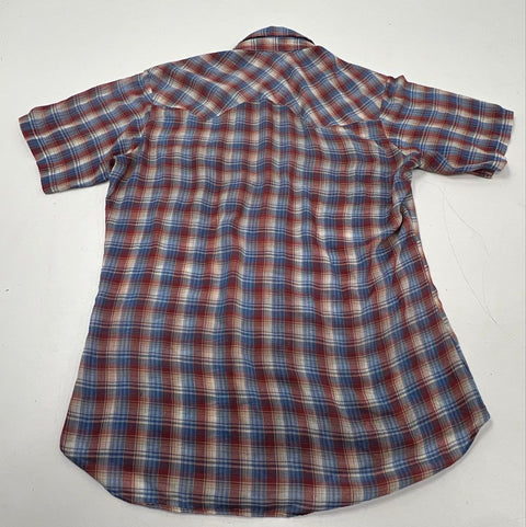 Vintage 80s Levi's Pearl Snap Western Plaid Short Sleeve Shirt Sz L
