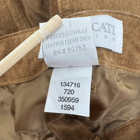 Hugo Buscati Brown Vintage Y2K Suede Leather High Rise Straight Pants Women's 4