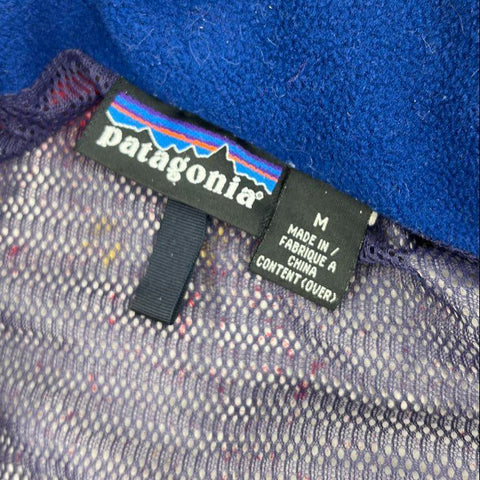 Vintage 90s Patagonia Men's Red Blue Glissade Reversible Fleece Jacket Size M