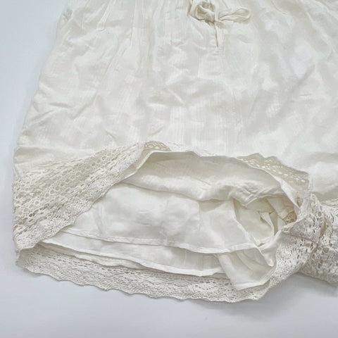 Free People Women's Clean Ivory Lace Trim Tie Back Romper NWT Sz S