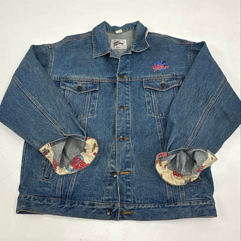 Vintage 1991 Planet Hollywood Atlanta Embroidered Denim Jacket Sz XL