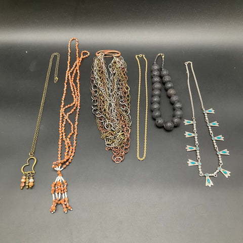 Vintage to Modern Costume Necklace Lot of 6 Southwestern Multi Chain Beaded