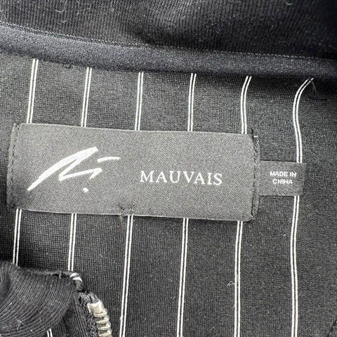 Mauvais Men's Black Pinstripe Quarter Zip Stretch Polo Shirt Size S