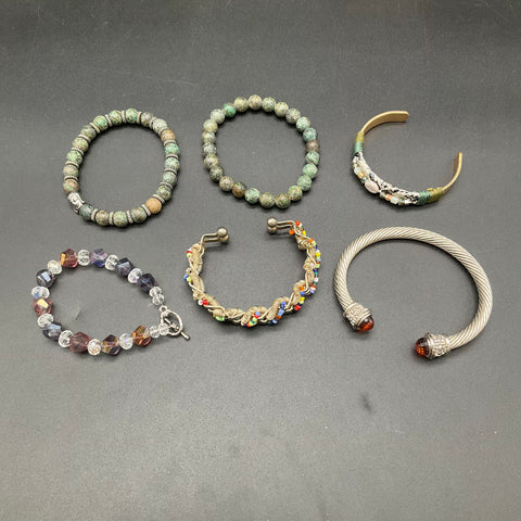 Boho Style Jewelry Lot 21pc Leather Beaded Metal Cuff Bangle Bracelets