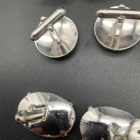 Vintage Swank Dante Cufflink Lot 9 Sets Mid-Century Costume Jewelry Blue Amber