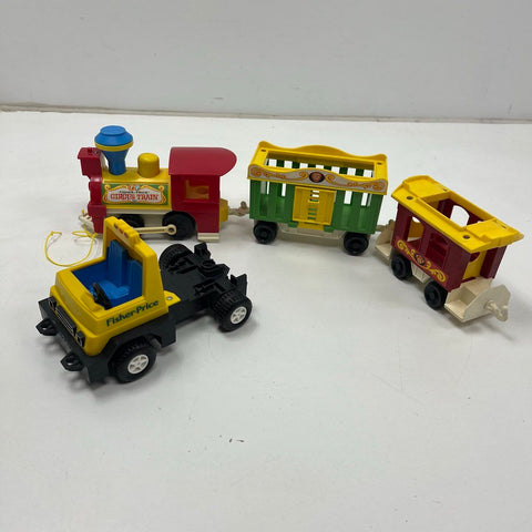 Vintage Fisher-Price #991 Circus Train & Truck Lot Plastic Toys 1970s