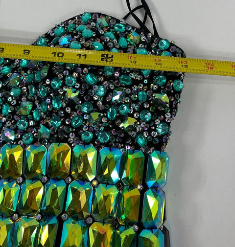 Women's Night Moves Black Sequin Rhinestone Mermaid Sweetheart Prom Dress Size 4