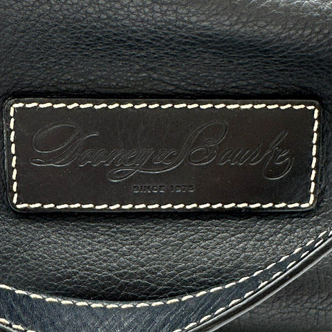 Dooney & Bourke Black Pebbled Leather Shoulder Tote Bag Pink Gingham Lining