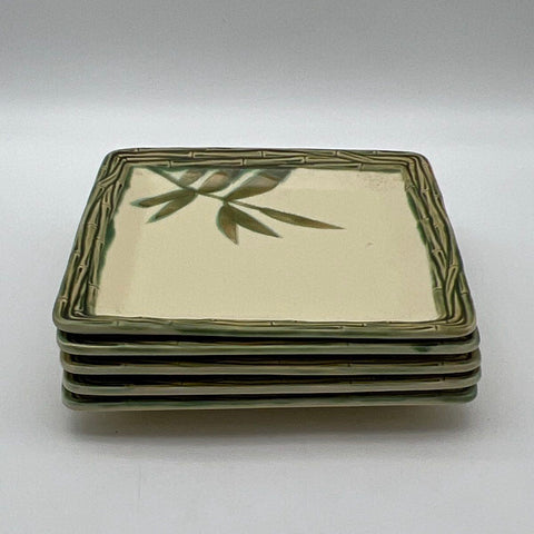 Roscher & Co Bamboo Bay Collection Stoneware Square Plates Set of 5 Vintage