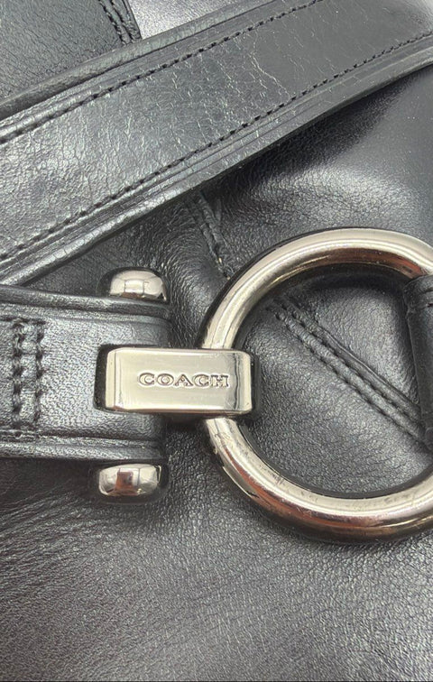 Coach Alessandra Black Leather Wrap Strap Ankle Boots Block Heel Size 10