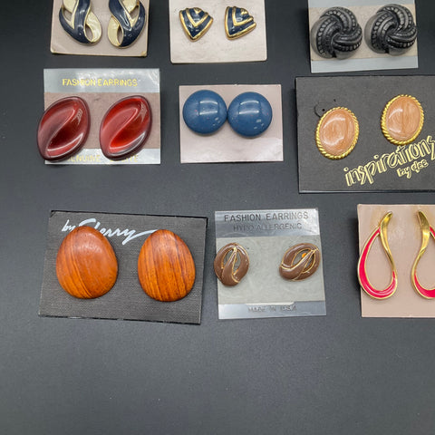 Vintage 1980s 90s Retro Pierced Earrings Lot 22 Pairs Basic Editions Southwest