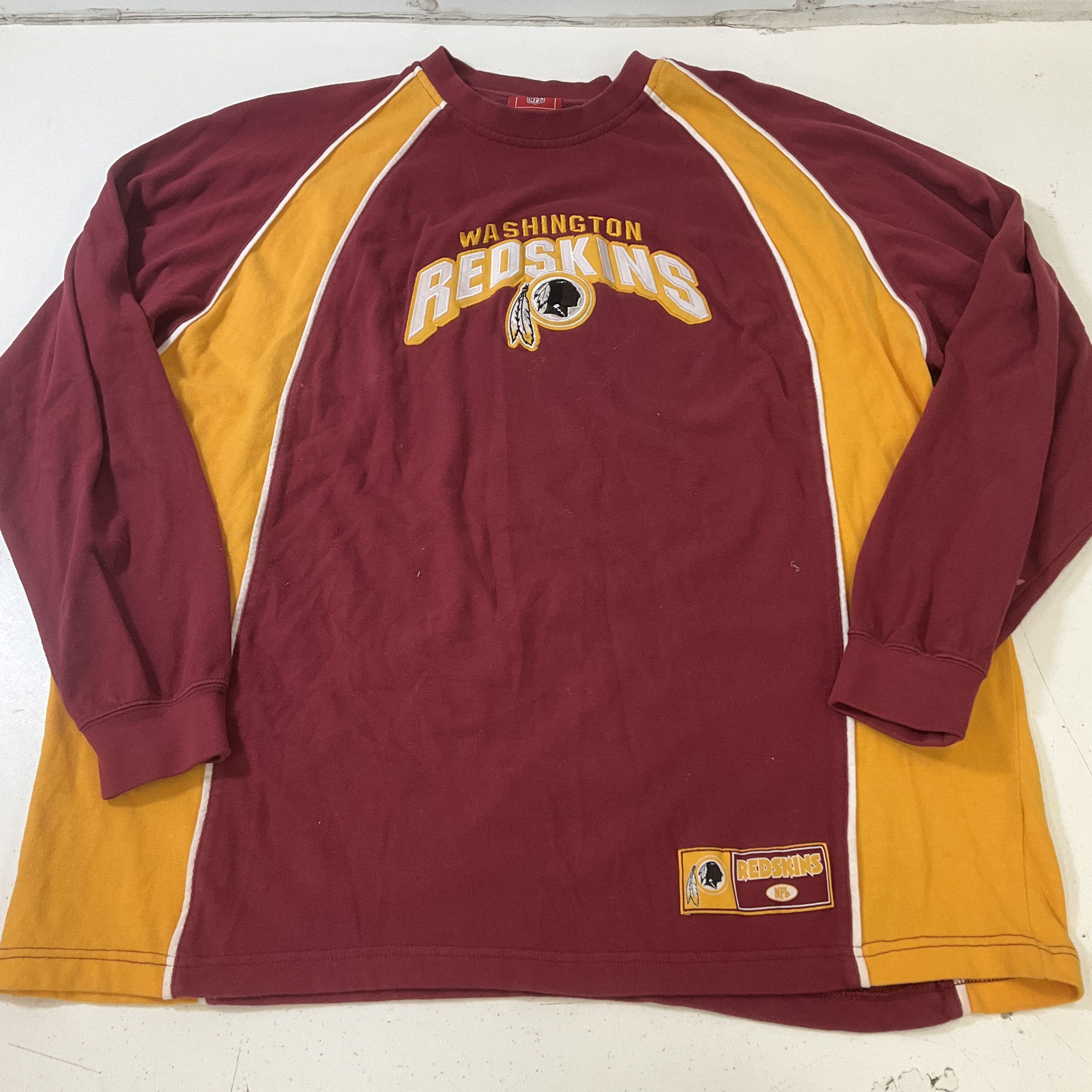 NFL Men's Washington Redskins Long Sleeve T-Shirt Maroon Yellow Sz XL Vintage
