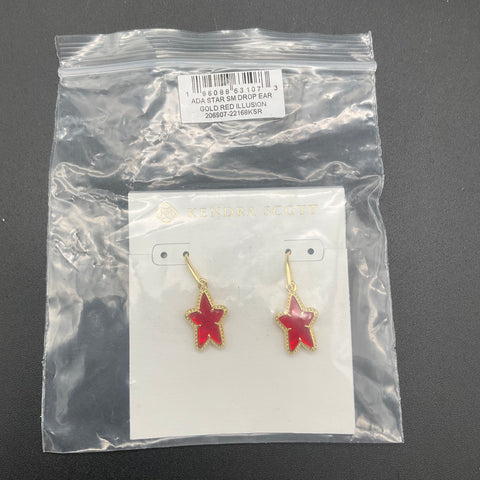 Kendra Scott Ada Star Small Drop Earrings Gold Tone Red Illusion NWT