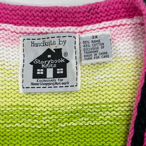 Storybook Knits Vintage Y2K Watermelon Beaded Handknit Cardigan Women's 3X
