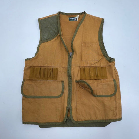 Vintage 80s SafTBak Men's Tan Canvas Upland Hunting Shooting Vest USA Sz L