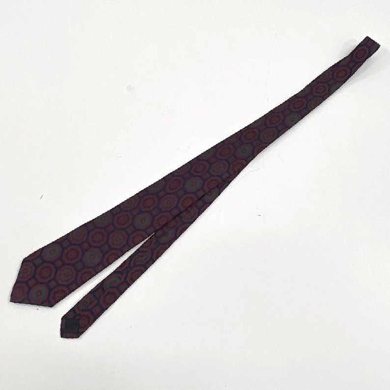 Vintage Men's Liberty of London Red Blue Medallion Print 100% Silk Neck Tie