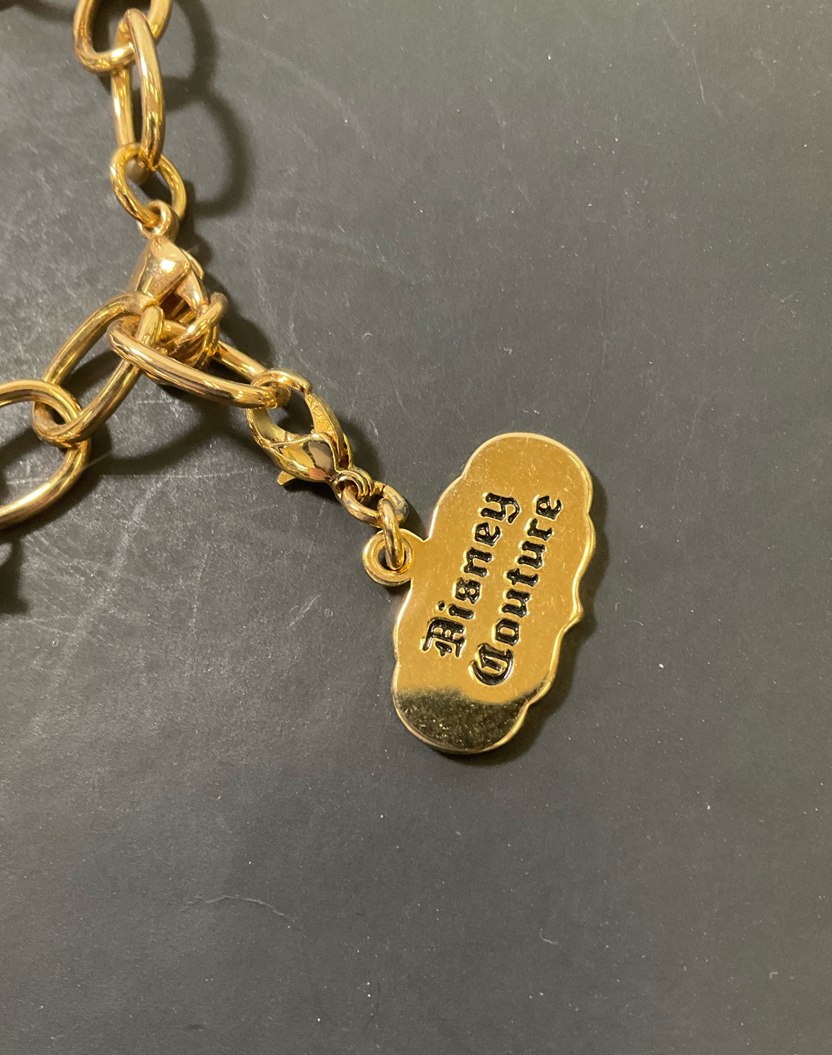 Disney Couture Gold Tone Charm Bracelet Alice in Wonderland