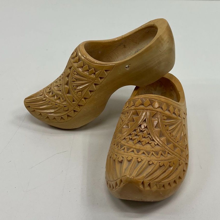 Vintage Wooden Hand Carved Clogs Made in Holland Size EU37 Travel Souvenir