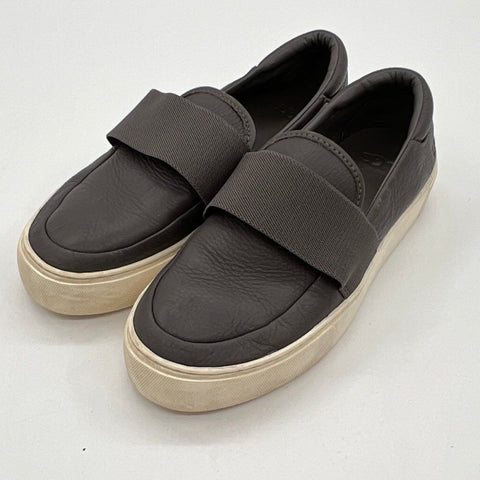 Ugg Libu Grey Leather Slip-On Platform Sneakers Women's Size 7