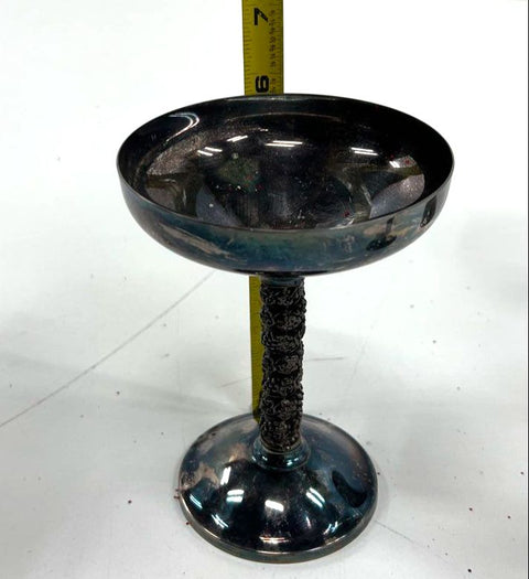 Vintage Mid-Century Gadettta Silver Plate Twisted Stem Coupe Martini Glasses