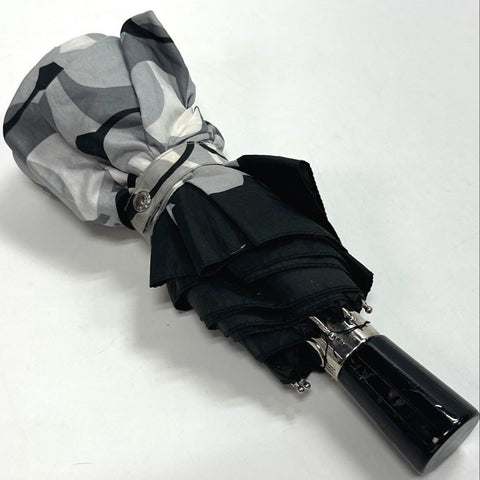 Coach Black Gray White Signature Print Compact Collapsible Travel Umbrella
