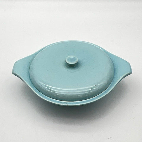 Russel Wright Steubenville American Modern Casserole Dish Lid Seafoam Blue 9"