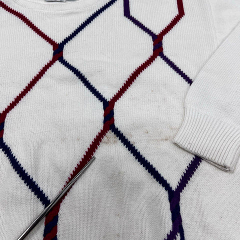 Vintage 90s Pringle Sports Nick Faldo Cotton Argyle Golf Sweater Sz M