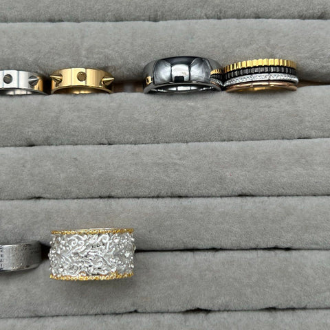 Fashion Jewelry Lot of 10 Band Style Rings Spike Filigree Engraved Landscape