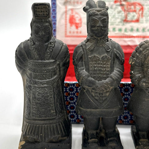 Vintage Chinese Terracotta Warriors & Horse 5-Piece Boxed Replica Set Xi'an