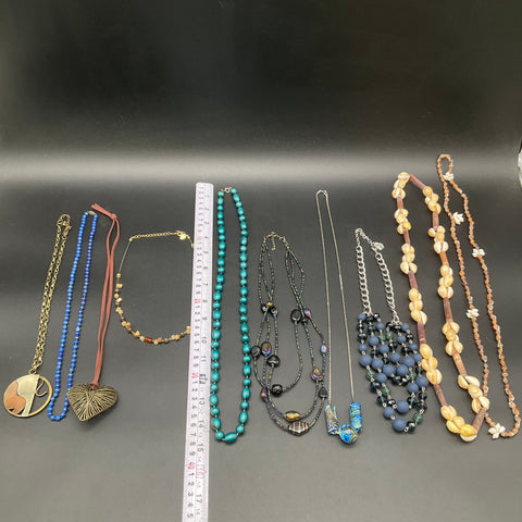Vintage to Modern Costume Jewelry Lot 10 Necklaces Shell Beaded Millefiori