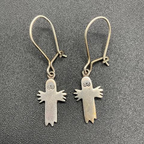 Sterling Silver 925 Moomin Hattifattener Figural Dangle Drop Earrings Signed
