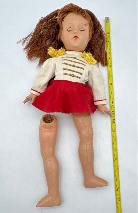 Vintage Effanbee 18 Inch Majorette Doll Red White Composition