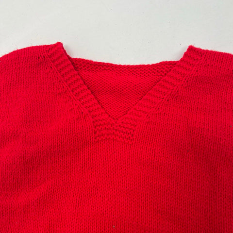 Vintage American Red Cross Men's Red Knit Sweater Vest V-Neck Sz S