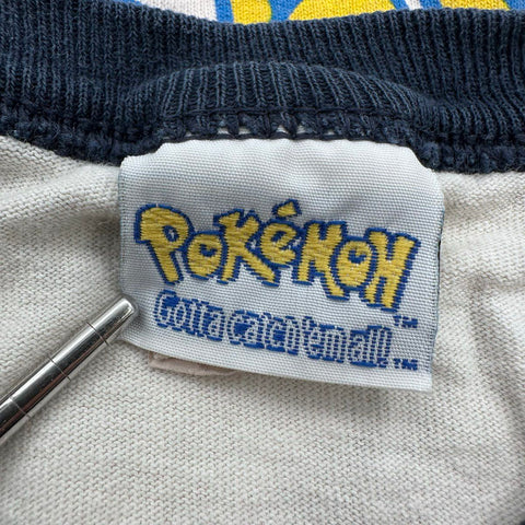 Vintage 1999 Pokemon Ash Pikachu Raglan Baseball T-Shirt Kids Sz S USA