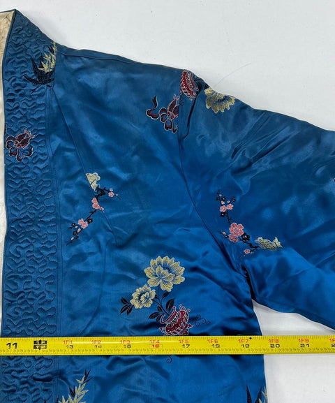 Vintage 50s Japan Reversible Embroidered Satin Quilted Bed Jacket