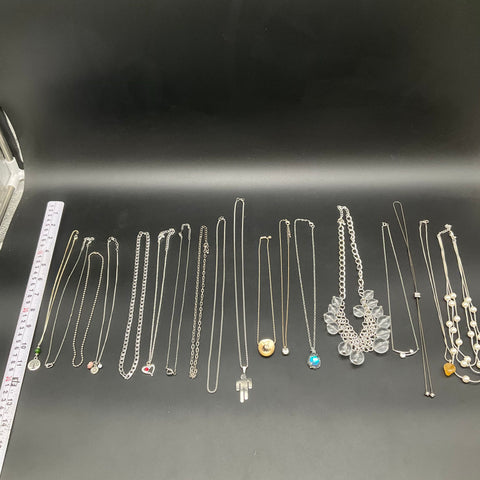 Vintage to Modern Costume Jewelry Lot of 18 Necklaces Silver Gold Tone Pendants