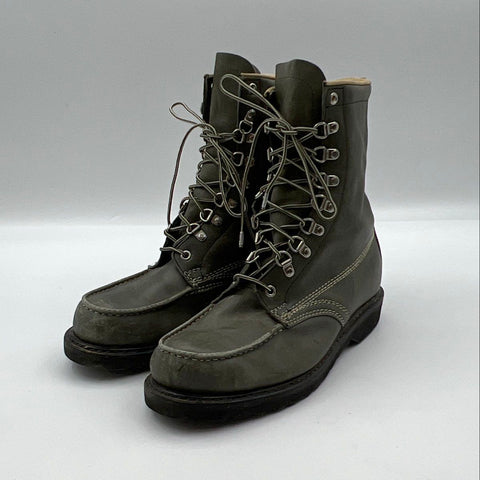 Vintage Sears Olive Green Leather Moc Toe Lace Up Work Boots Size 9D