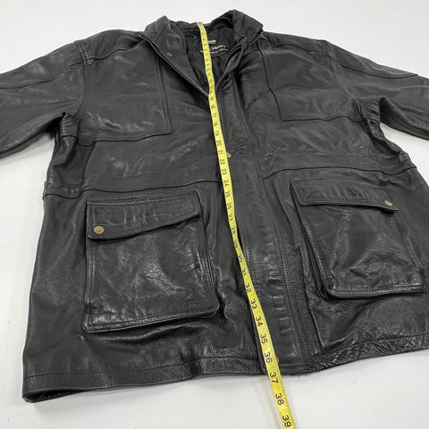 Vintage 90s Wilsons Leather Thinsulate Padded Field Jacket Black Sz XL