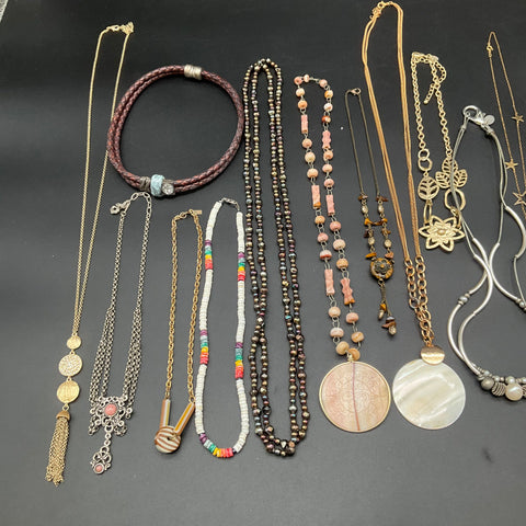 Lia Sophia Lizzy James Boho Eclectic Jewelry Lot 14 Necklaces Shell Beaded