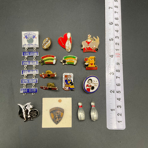 Vintage Bowling Jewelry Lot 22 Pcs Pins Bracelets Ranch Bowl Omaha NE Missouri