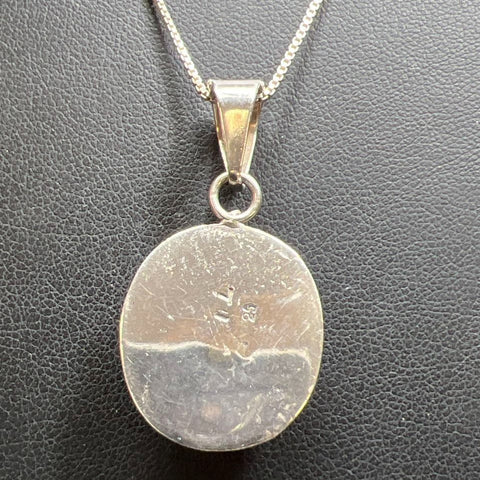 Sterling Silver Infused Glass Pendant Necklace 8.14g