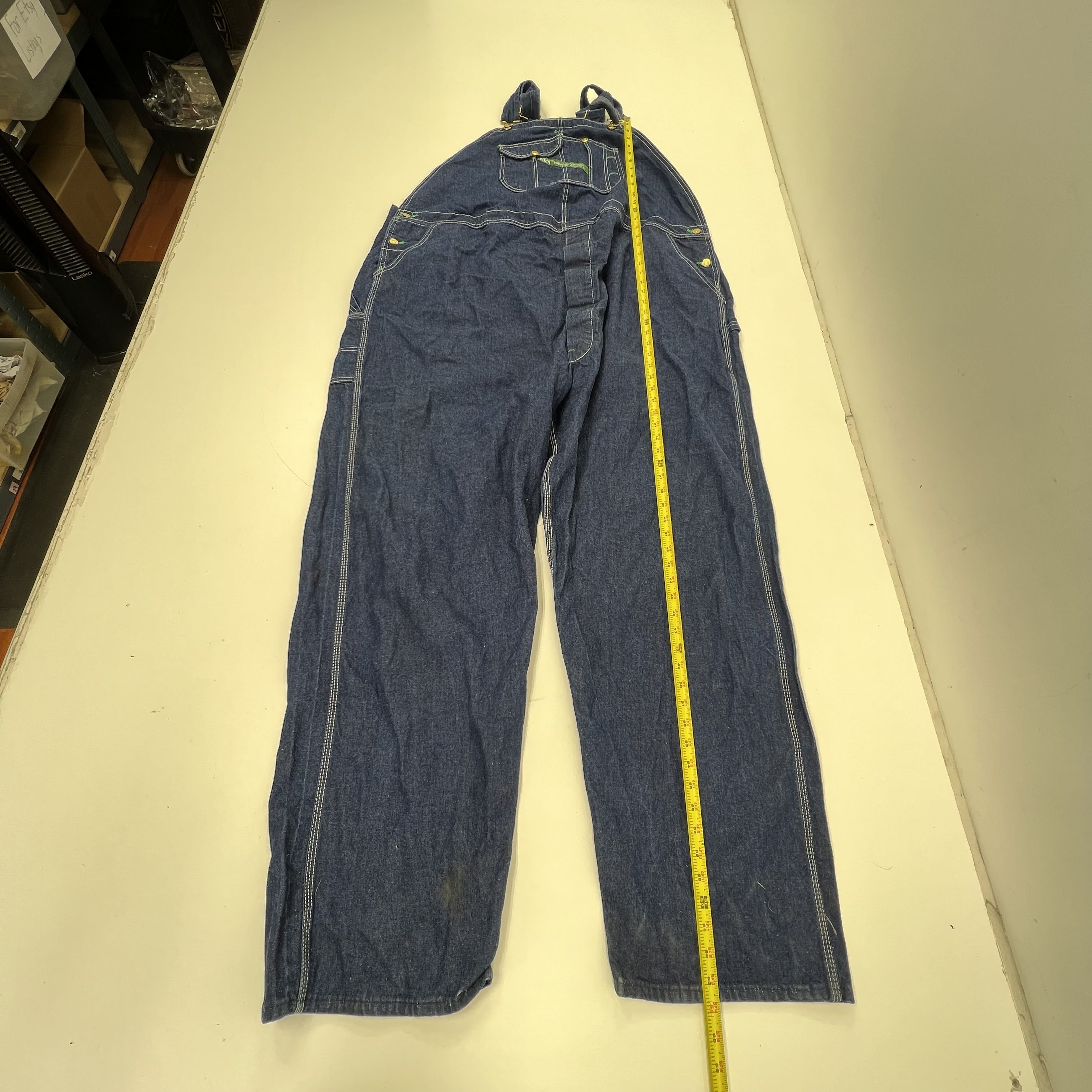 Vintage 90s Key Imperial Blue Denim Workwear Bib Overalls Made in USA Men's
