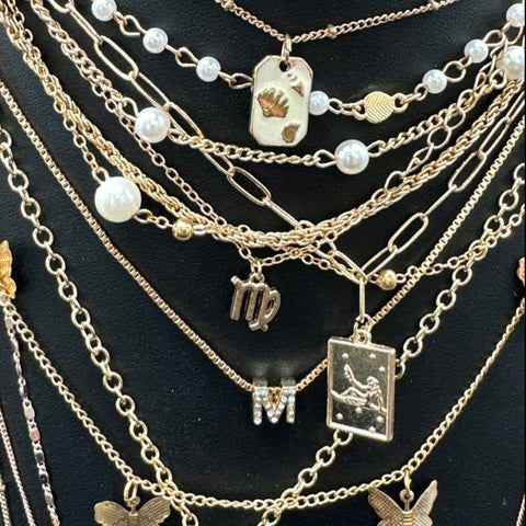 Gold Tone Celestial Butterfly Faux Pearl Fashion Jewelry Necklaces Lot of 12