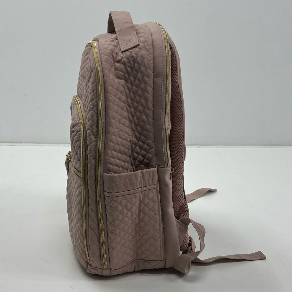 Bagsmart Dusty Pink Gold Tone Women's Quilted Laptop School Travel Backpack