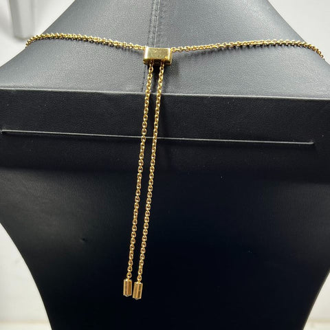 Touchstone Crystal Gold Plate Circle Pendant Necklace 23.95g