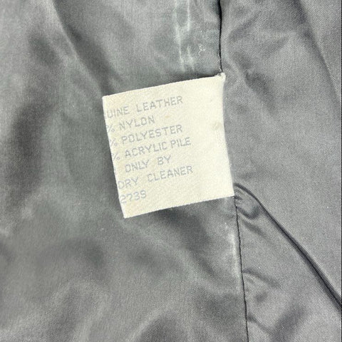 Vintage Charles Klein Black Leather Faux Fur Pleated Sleeve Jacket Coat Womens M