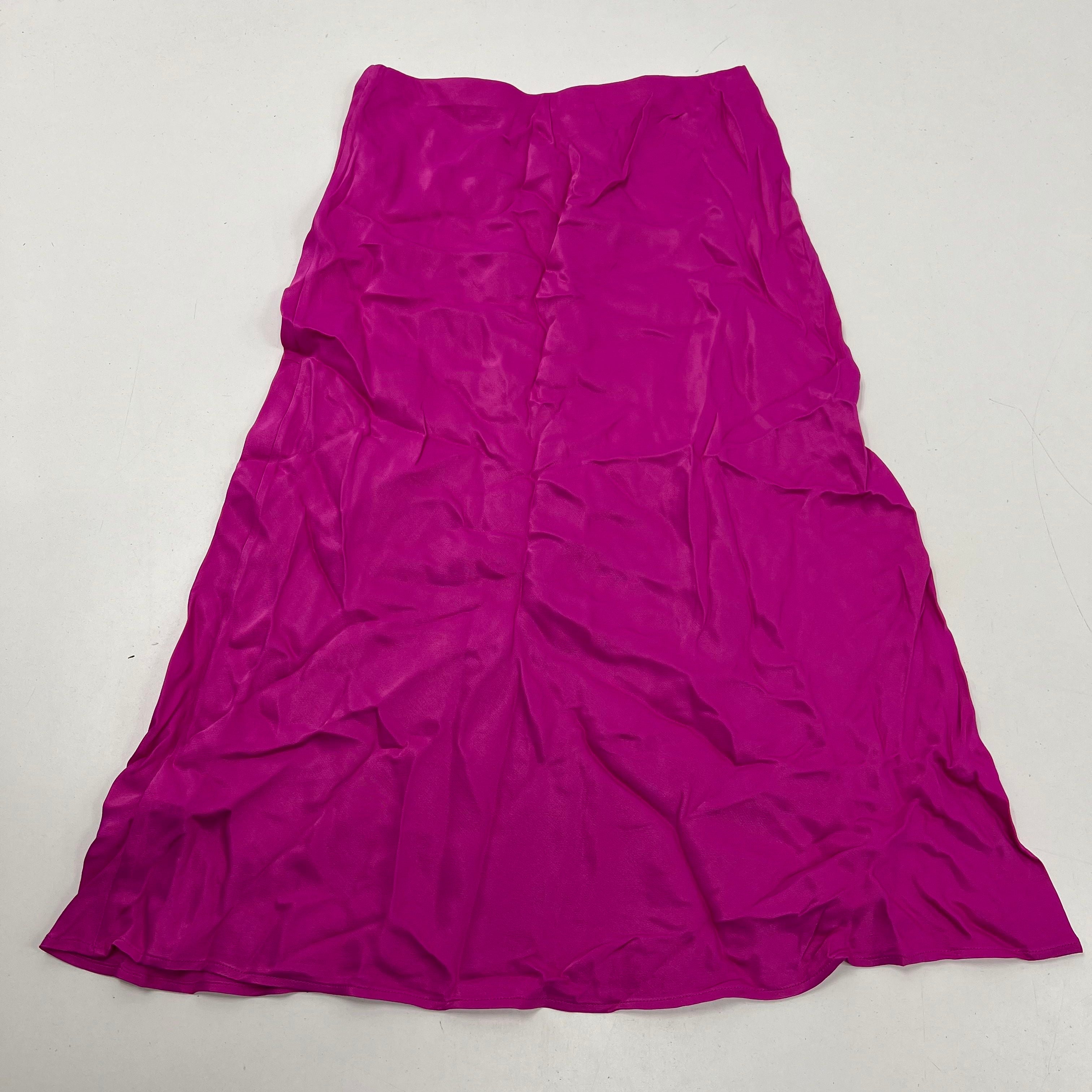 Anthropologie Maeve Green Ribbed T-Shirt Magenta Skirt Set Women's Small